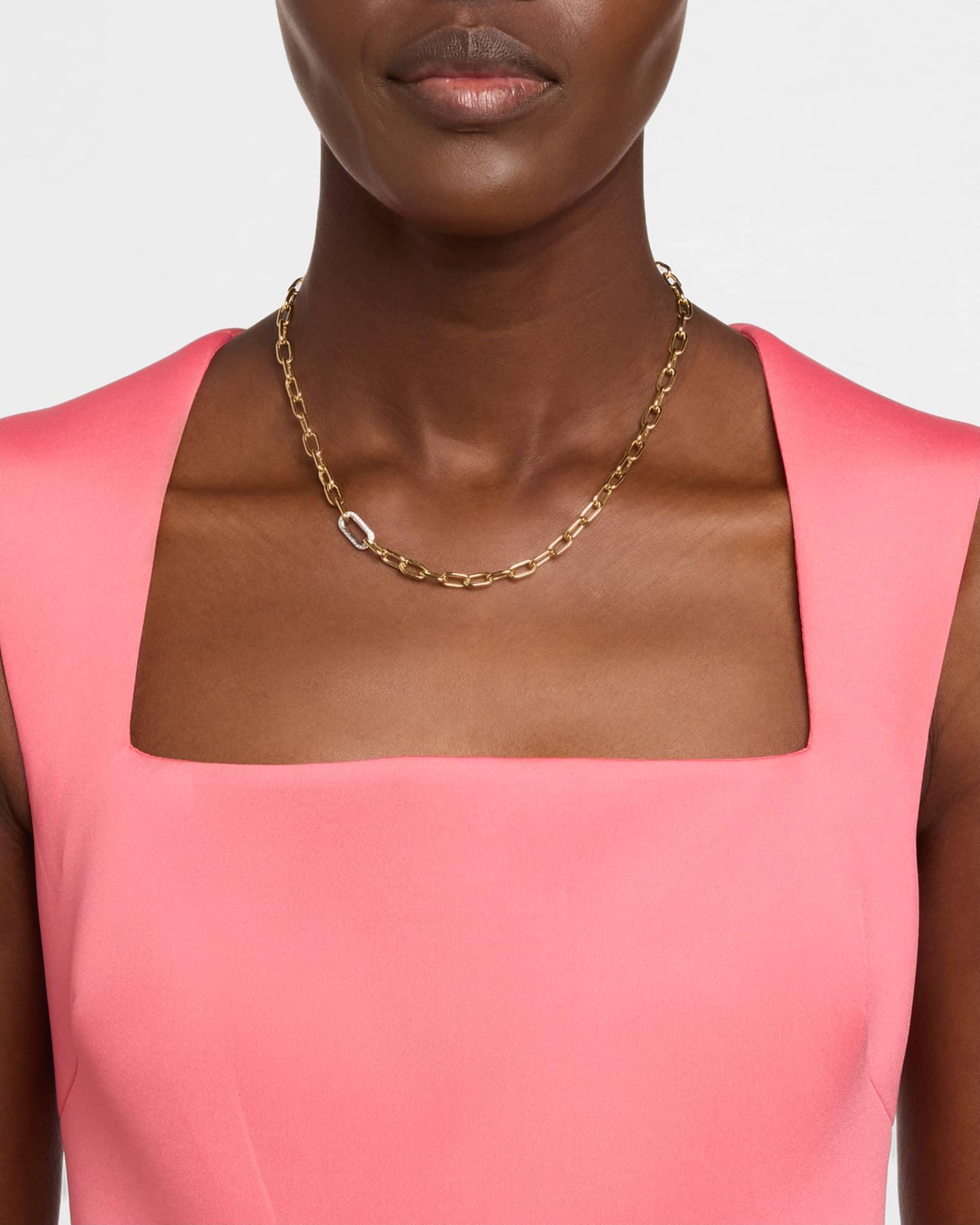 18K Gold Paperclip Necklace with Diamonds Product Image