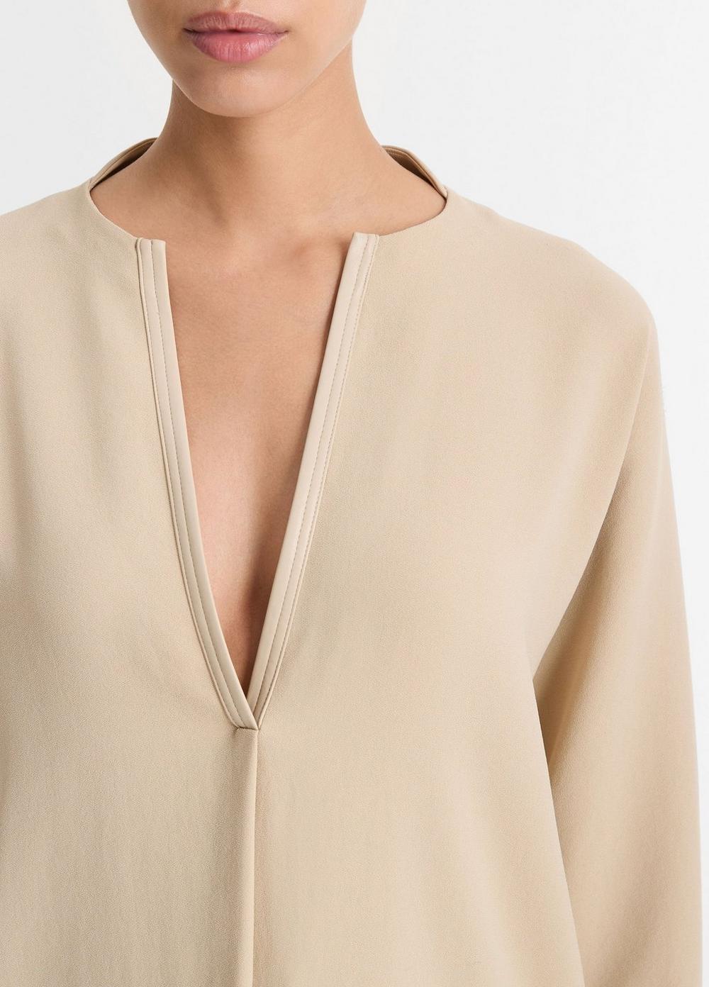 Faux Leather-Trim Dolman-Sleeve Blouse Product Image