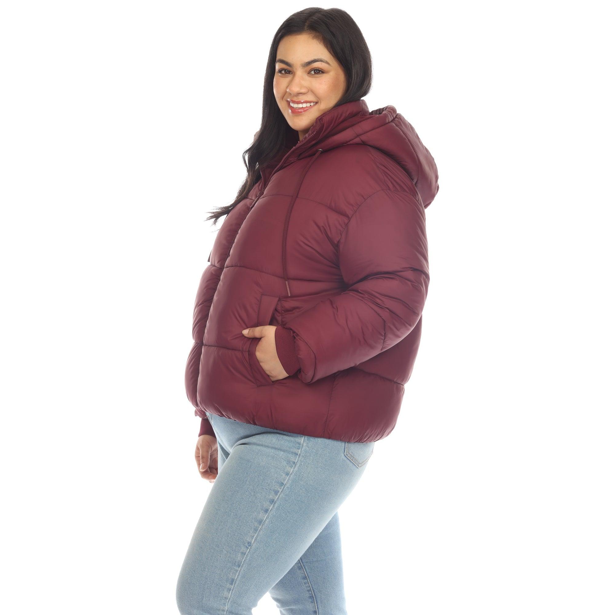 Full Front Zip Hooded Bomber Puffer Coat - Plus Product Image