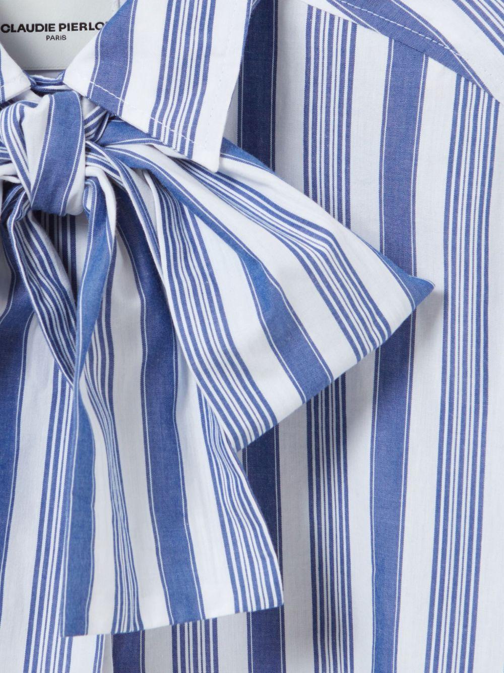 striped pussy-bow shirt Product Image