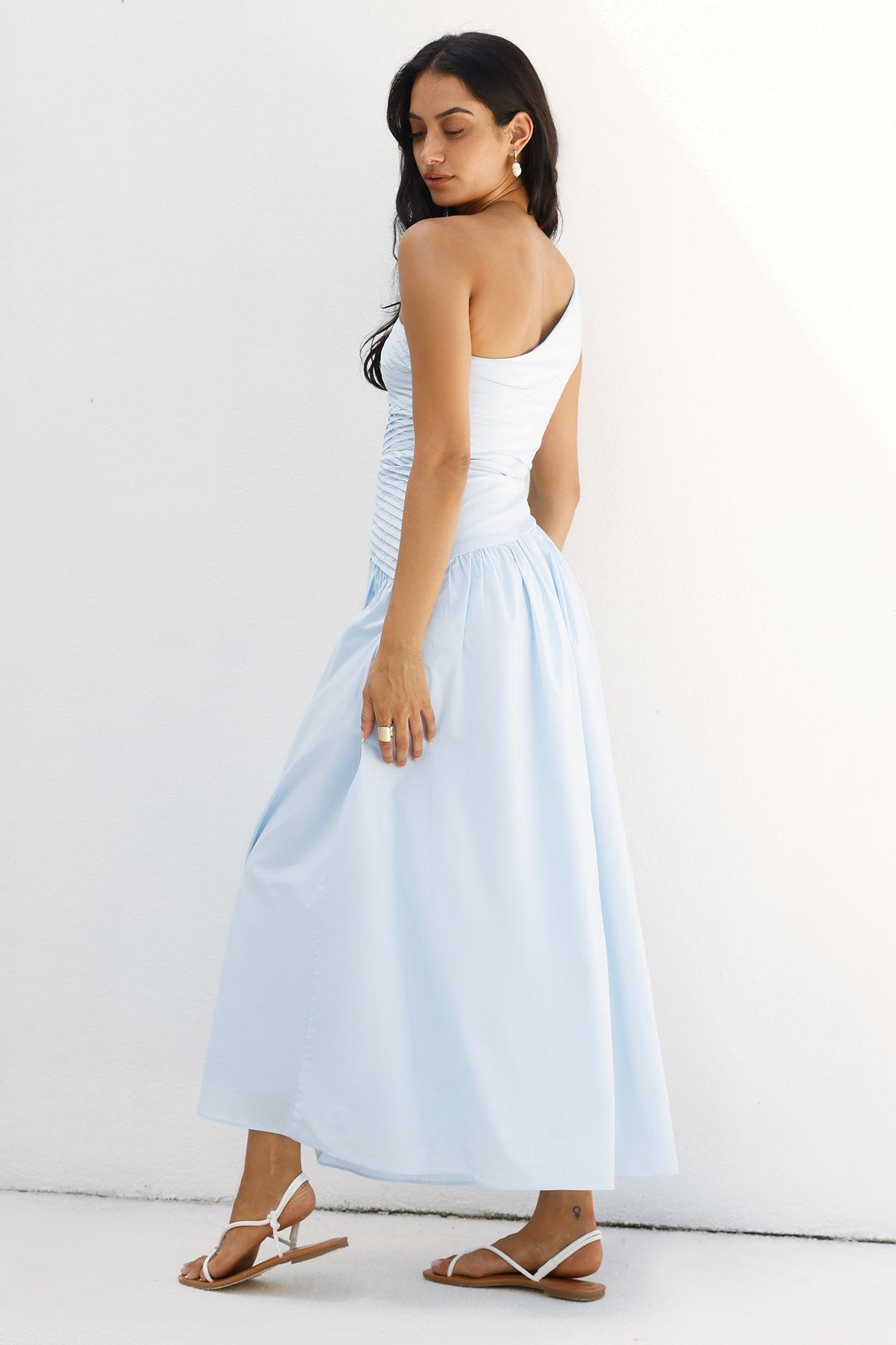 Seashell Moments One Shoulder Maxi Dress Blue Product Image