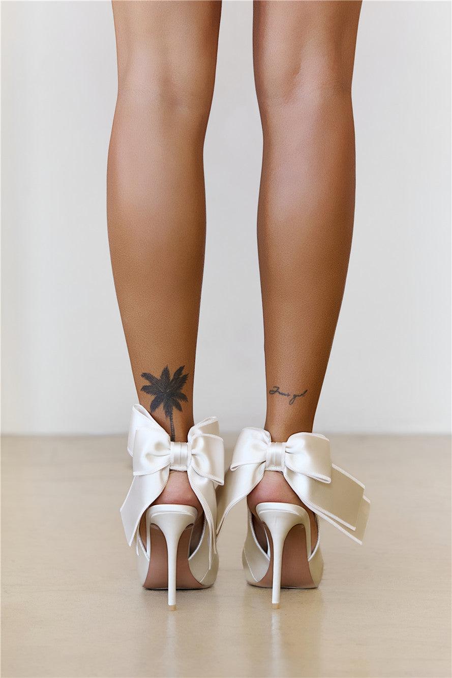 Teacup Heels Ivory Satin Product Image