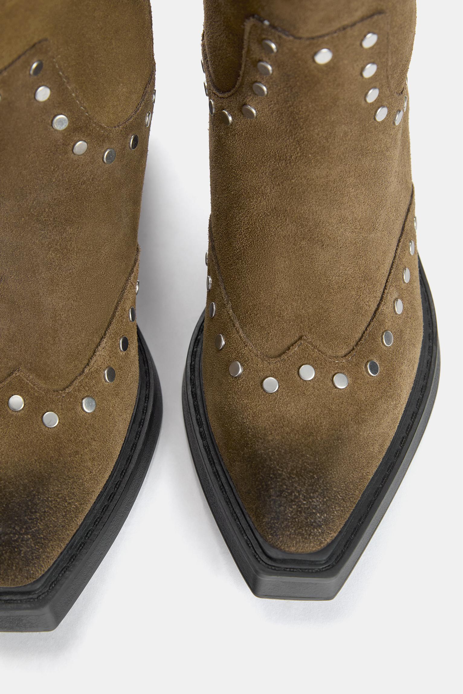 Studded leather cowboy boots Product Image