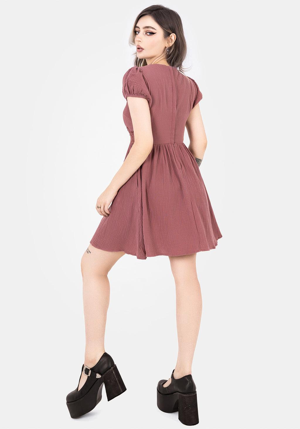 Rosamoth Applique Trim Cotton Mini Smock Dress Product Image