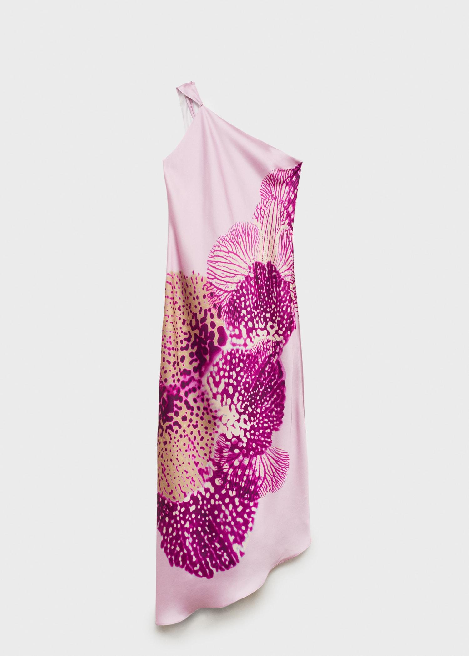 Satin scarf dress with maxi-flower print - Women | MANGO USA Product Image