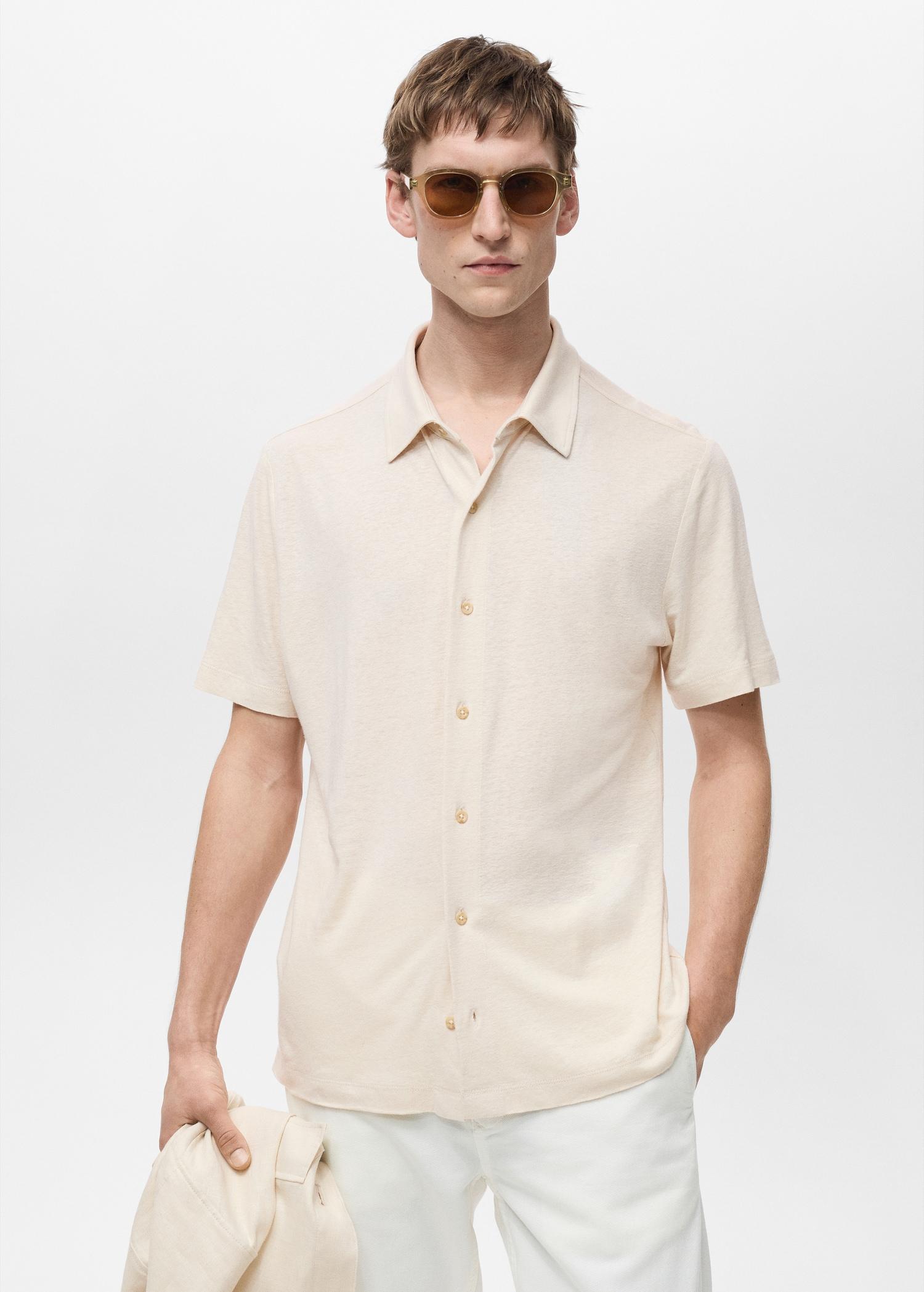 Regular-fit linen shirt - Men | MANGO USA Product Image