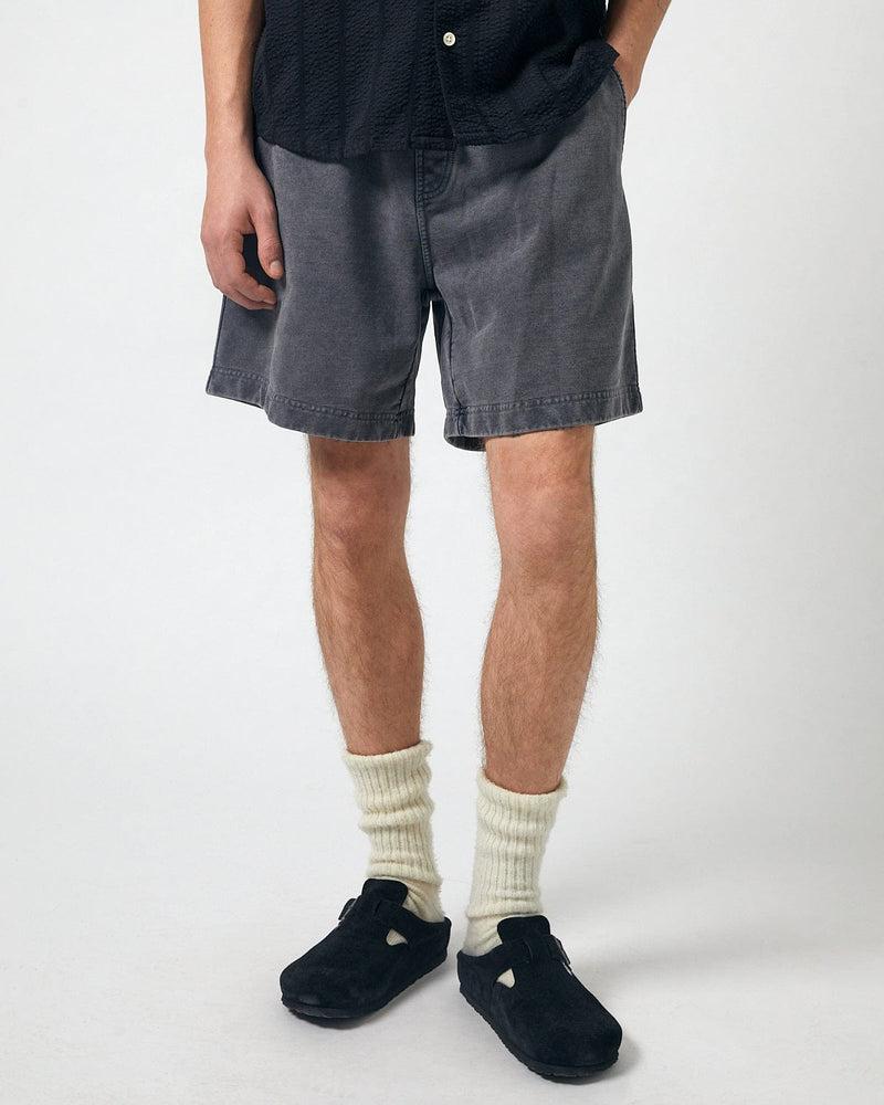 French Terry Garment Dyed Shorts - Blue Product Image
