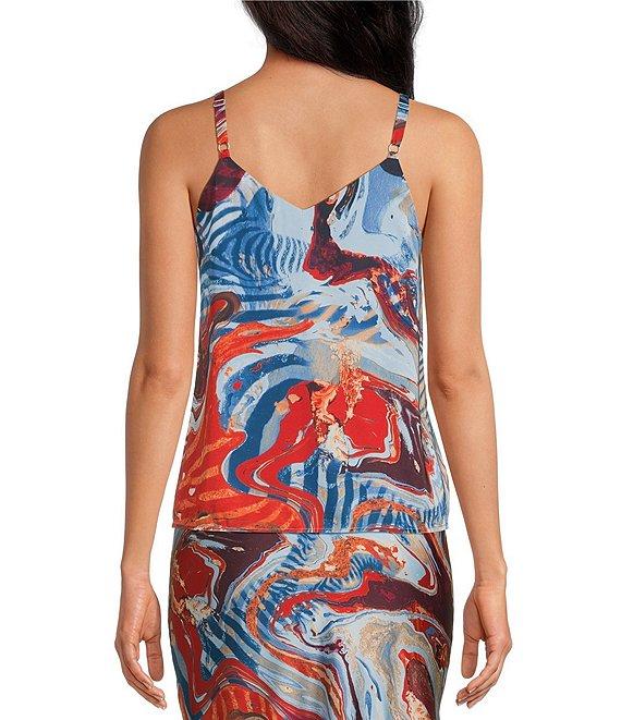 Skies Are Blue Abstract Print Double Strap Sleeveless Sweetheart Neckline Cami Product Image
