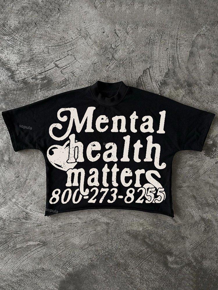 Mental Health Matters Graphics Cotton Cropped T-Shirts Product Image