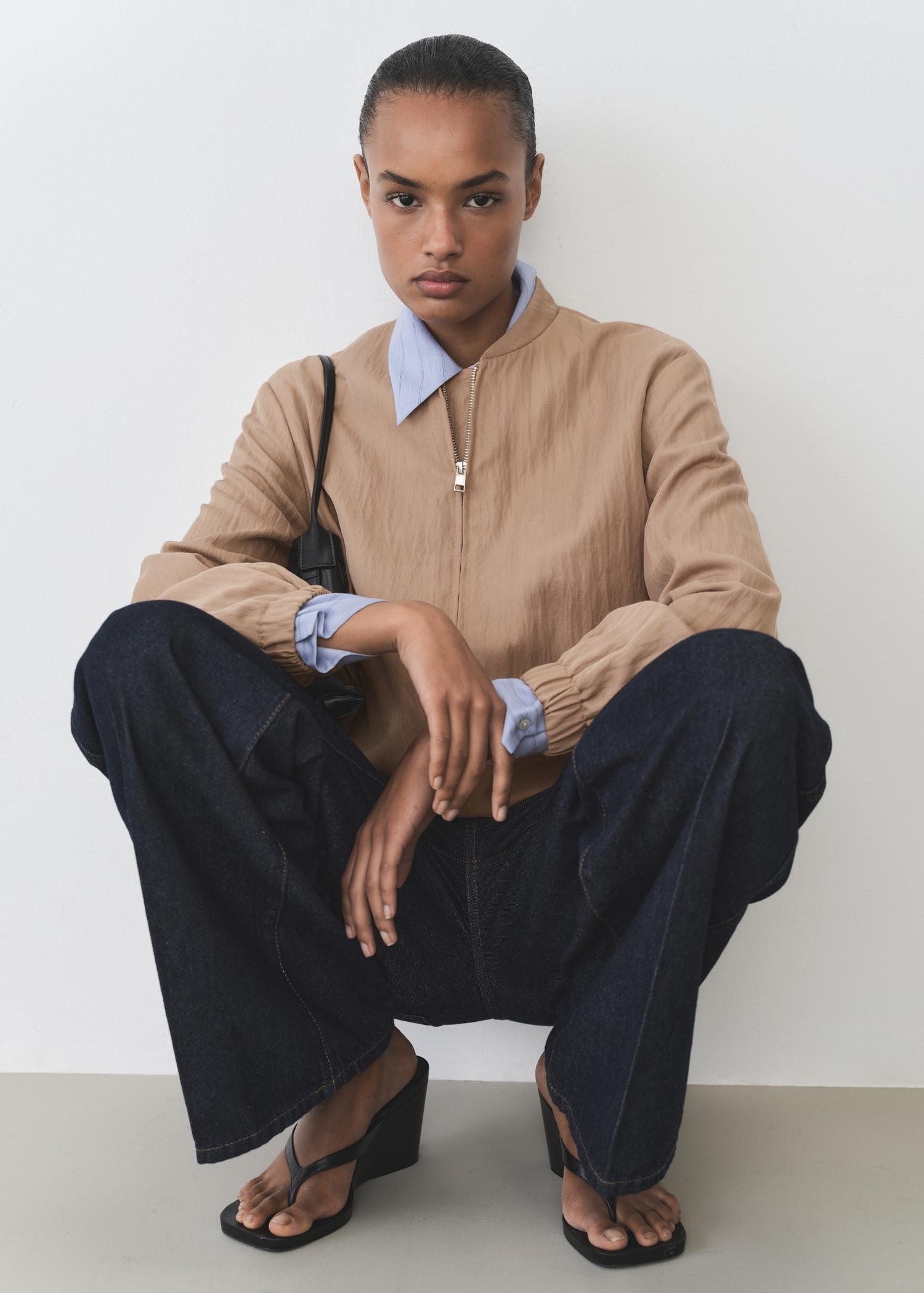 Lyocell bomber jacket - Women | MANGO USA Product Image