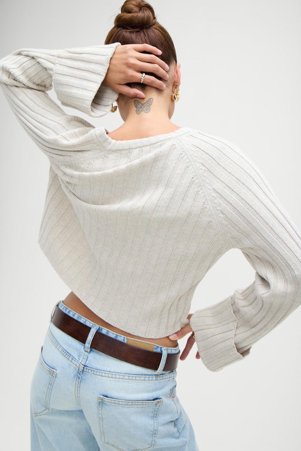 Ashton Cotton Knit Sweater - Cream Product Image