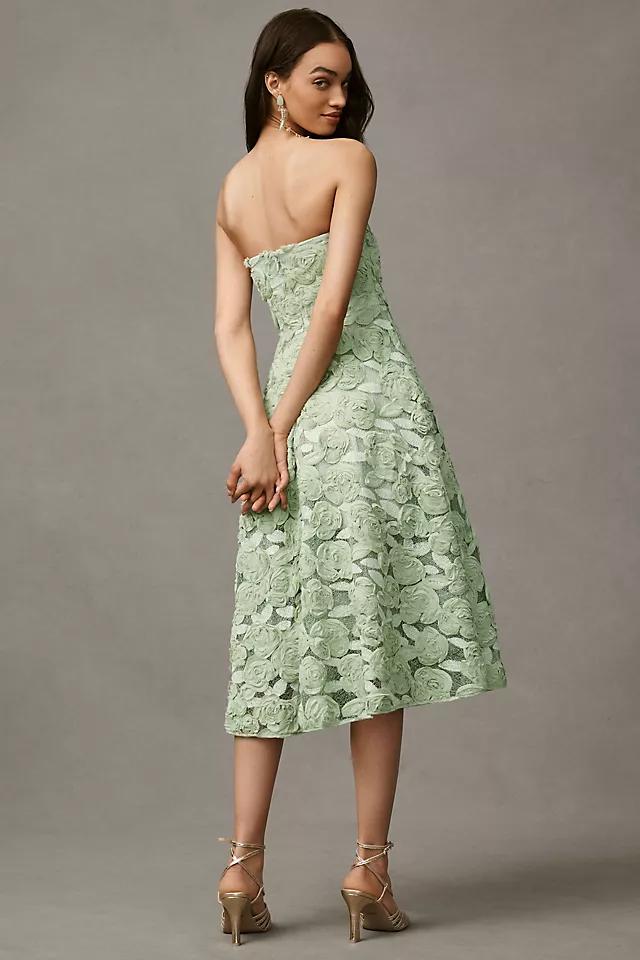 Dress The Population Briella Strapless 3D Floral Fit & Flare Midi Dress Product Image