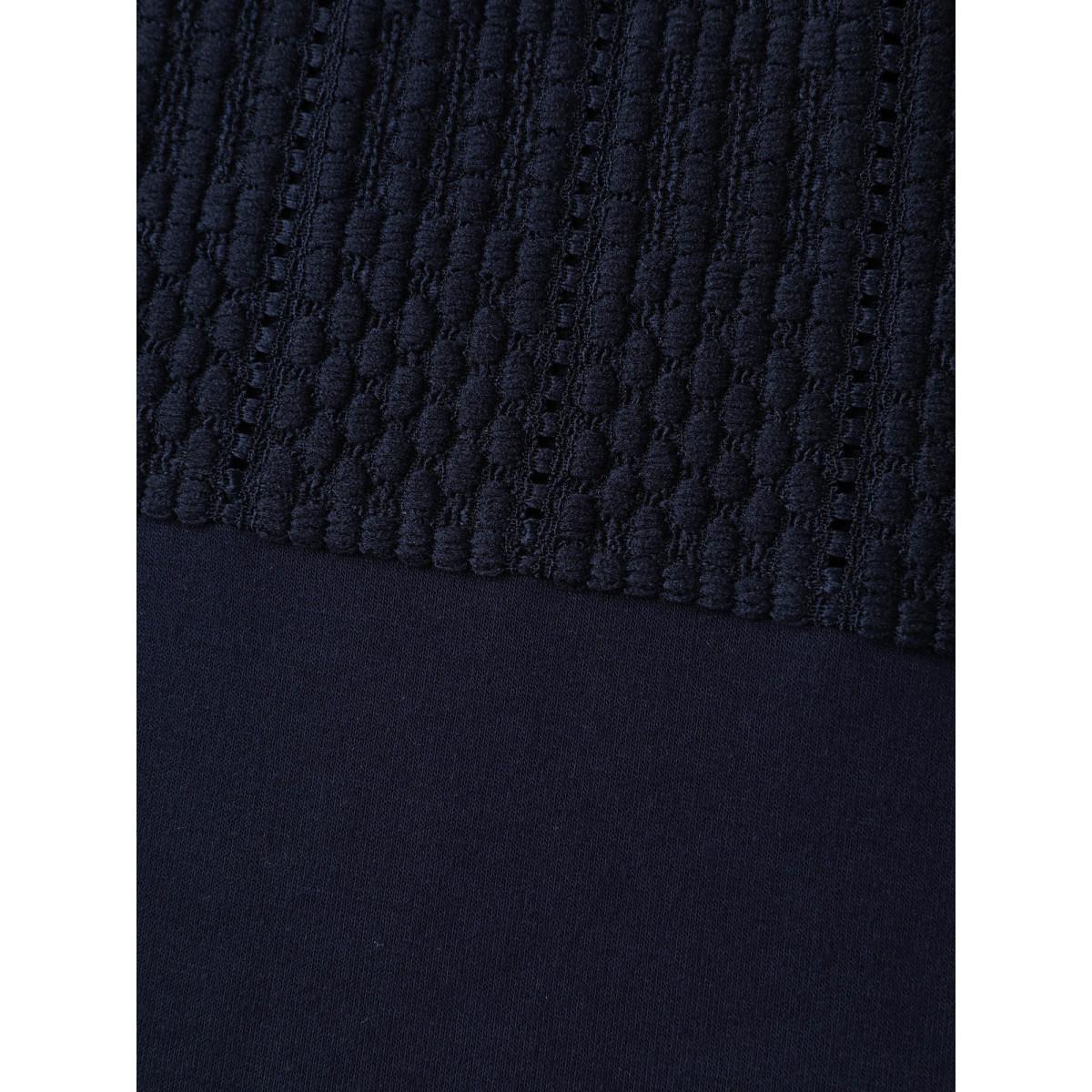 Plus Size Textured Neckline Dual Toned Sweatshirt Women DarkBlue Leisure Patchwork Round Neck Casual Sweatshirts BloomChic 22-24/3X Product Image