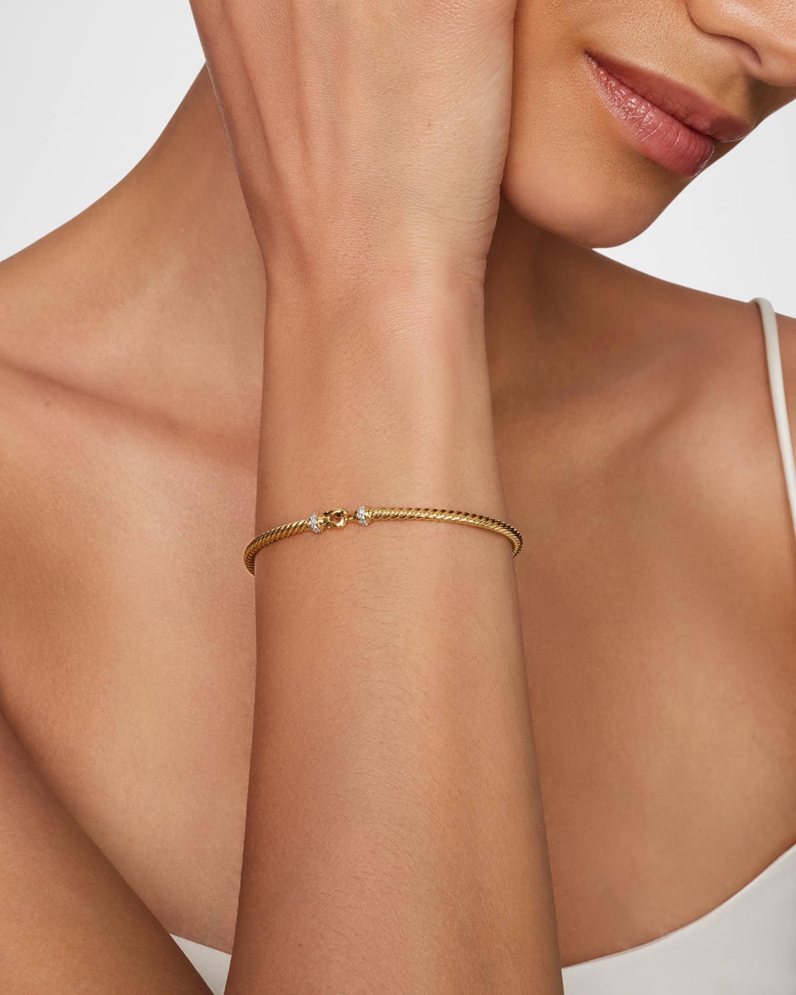 Cable Bracelet with Gemstone in Silver with 14K Gold, 5mm Product Image