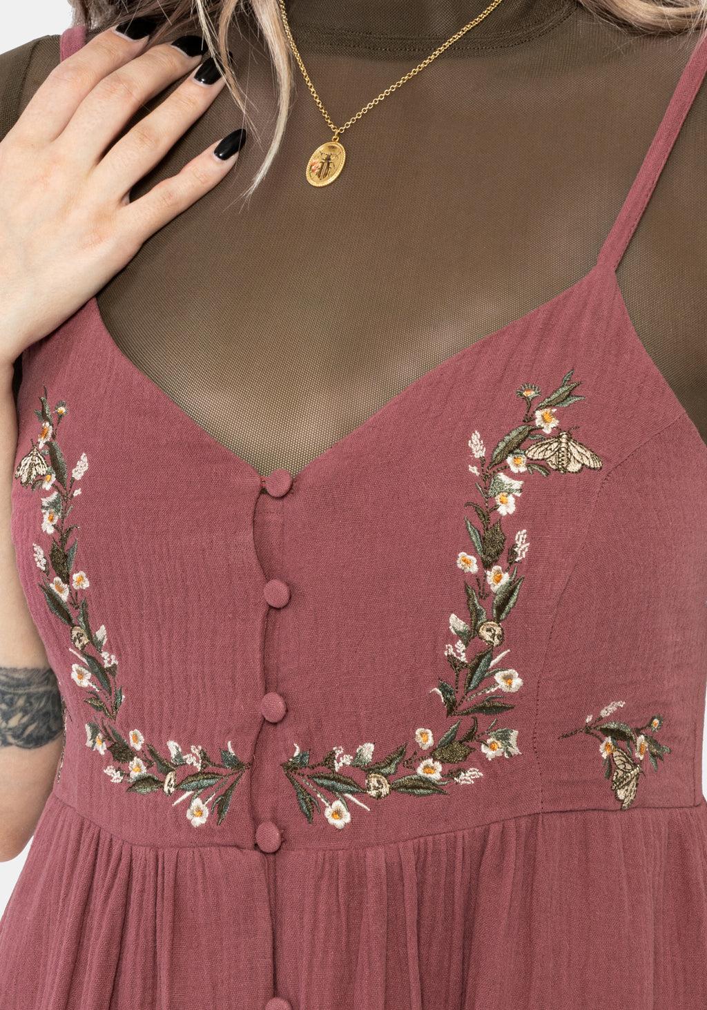 Abundance Cotton Floral Embroidered Bodice Cami Midaxi Dress Product Image