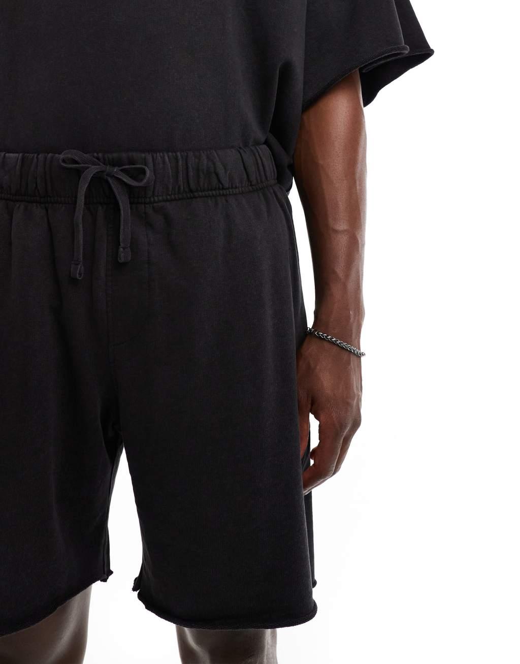 Jack & Jones oversized washed sweat short in black - part of a set  Product Image