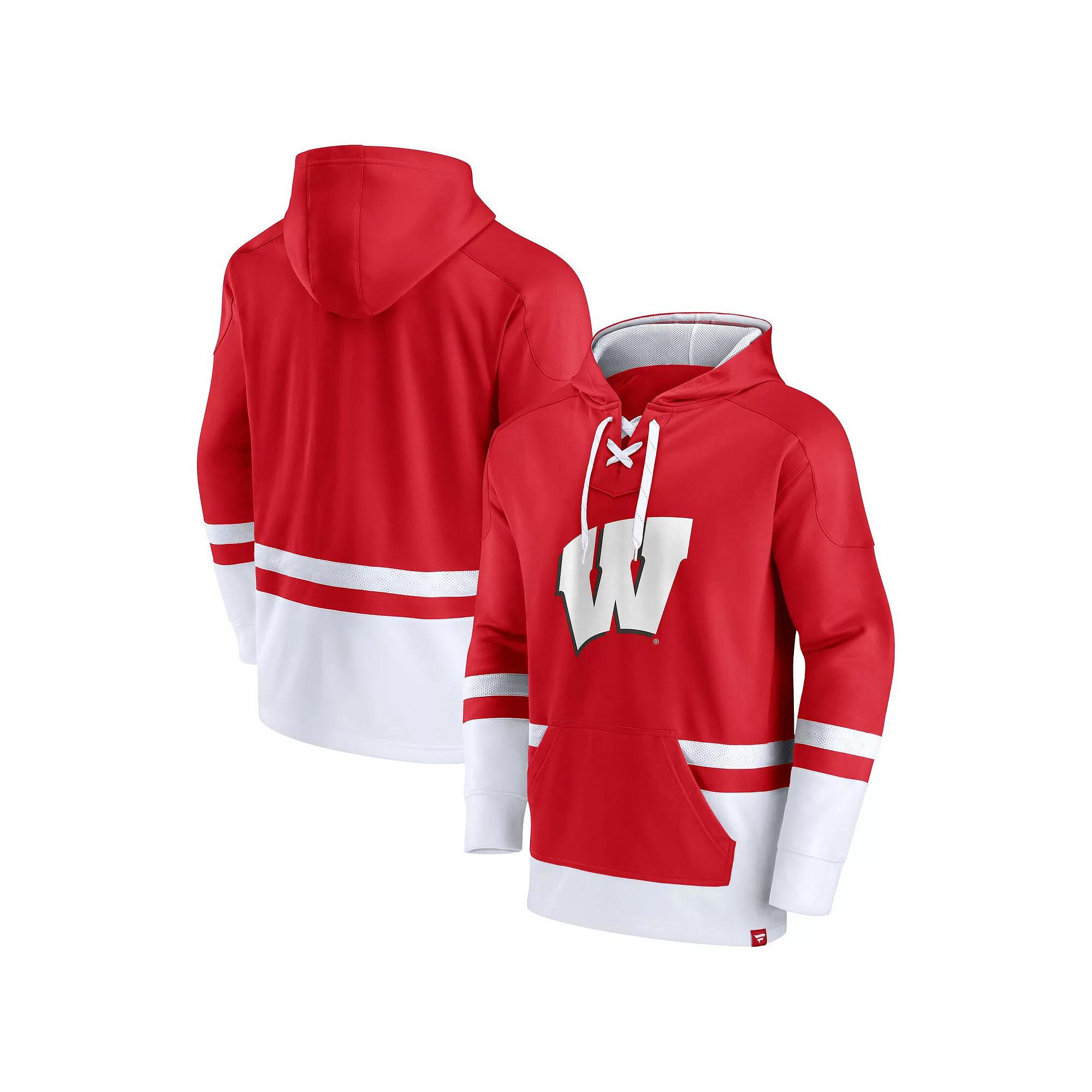 Men's Fanatics Branded Red Wisconsin Badgers First Battle Pullover Hoodie, Size: Medium Product Image