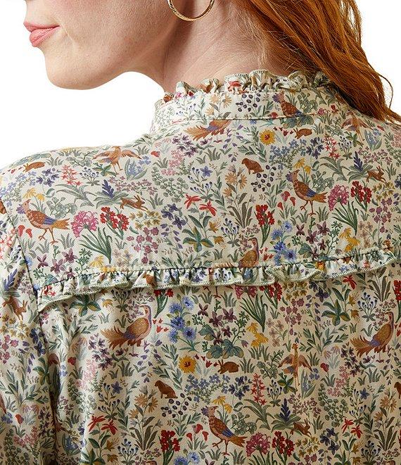 Ariat Clarion Floral Twill Long Sleeve Ruffle Trim Button Front Blouse Product Image
