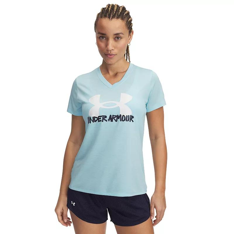 Women's Under Armour Tech™ Marker Short Sleeve Graphic Tee, Size: XXL, Ether Blue Product Image