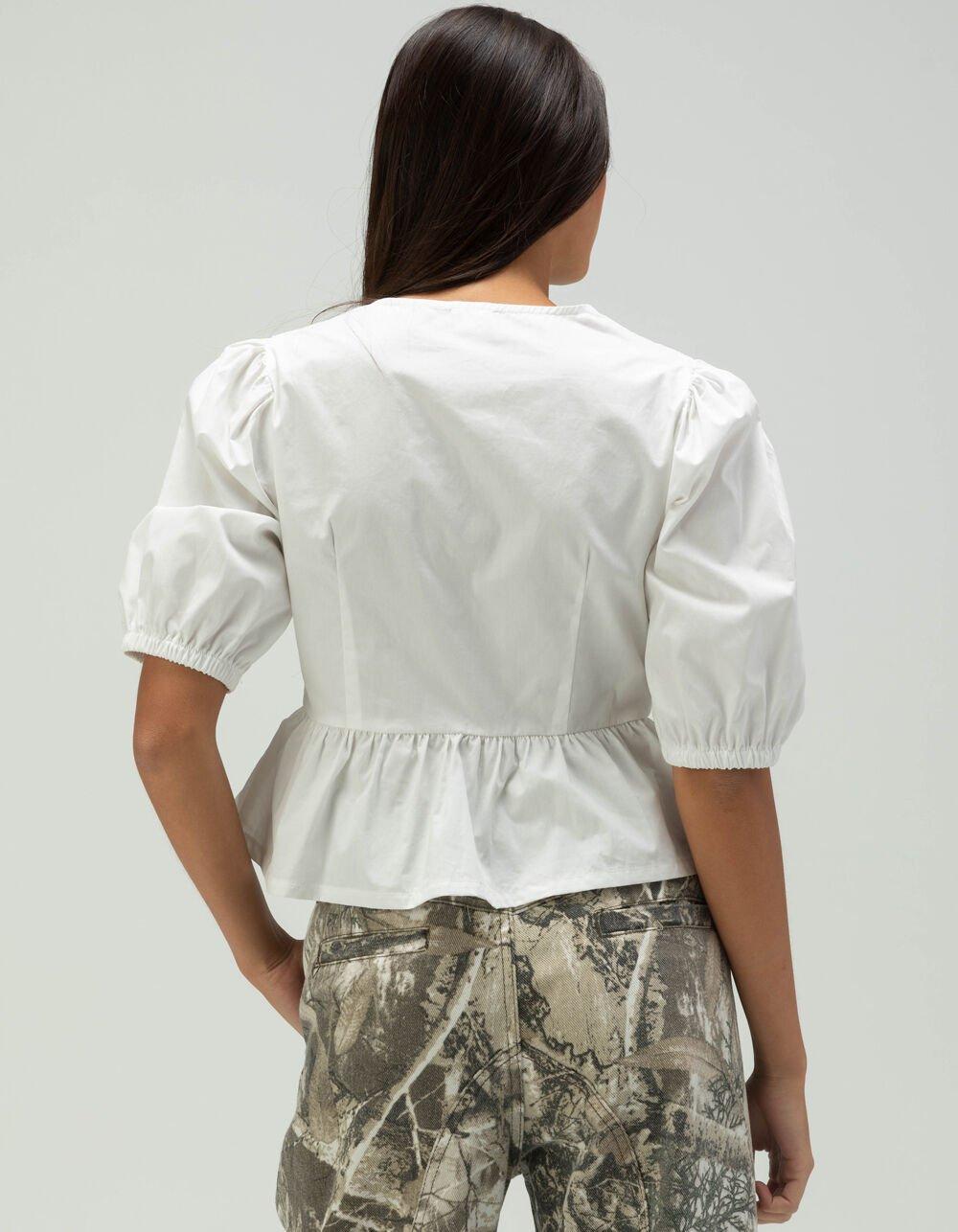 WEST OF MELROSE Tie Front Puff Sleeve Womens Top - BLACK Product Image