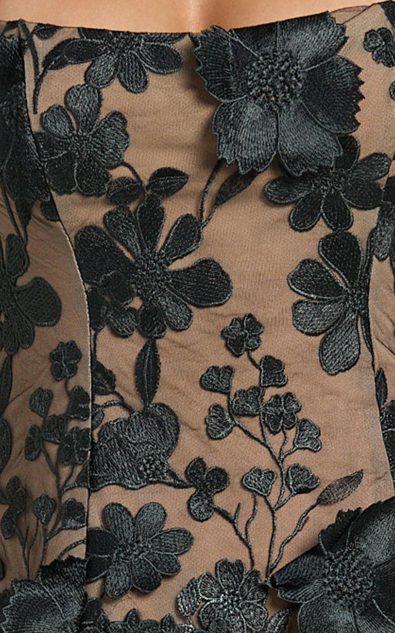 Sienna Mini Dress - 3D Floral Fit And Flare Dress in Black Product Image