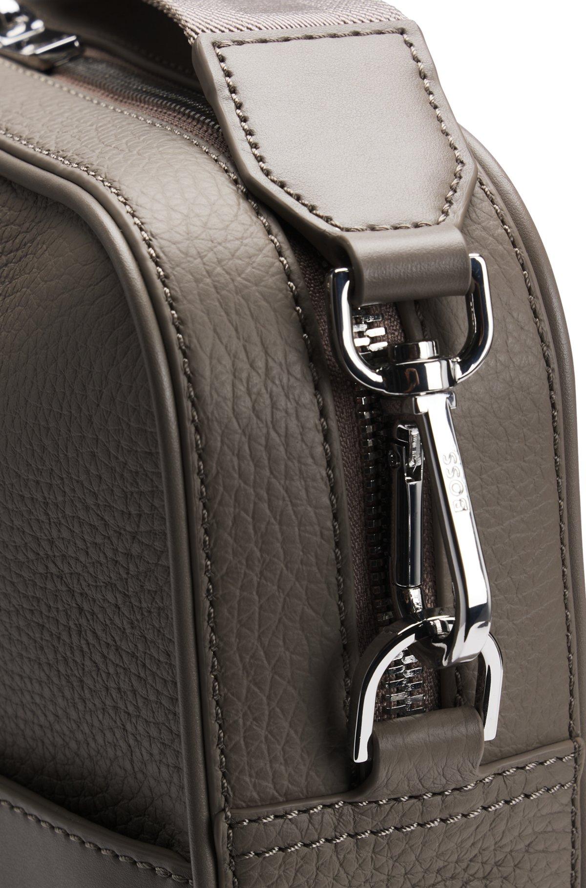 BOSS - Grained Italian-leather document case with embossed logo - Light Green Product Image