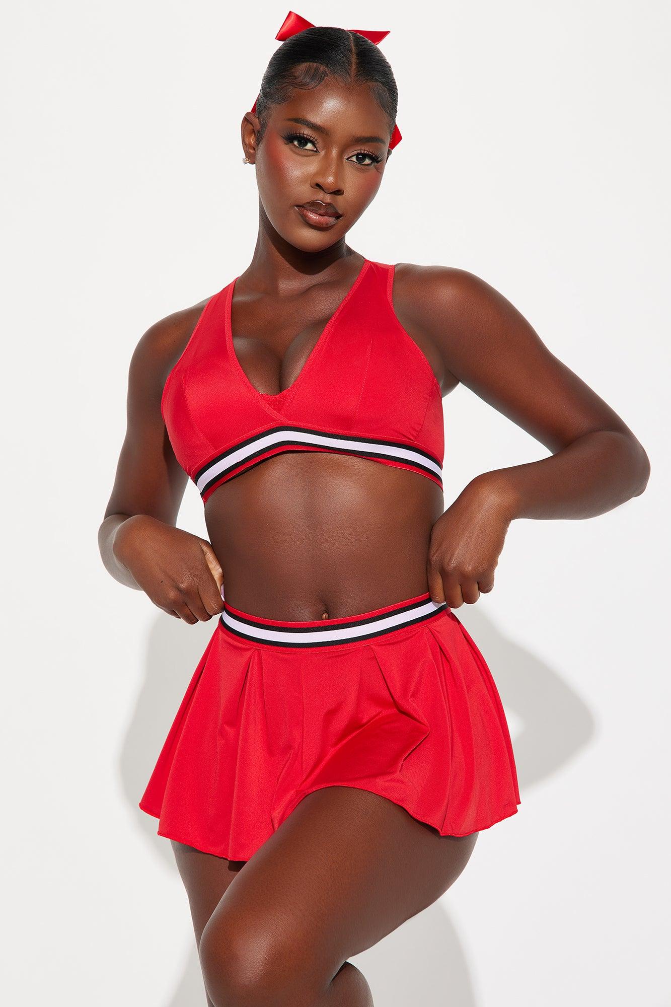 Your Favorite Cheerleader 3 Piece Bedroom Costume - Red/Black Product Image