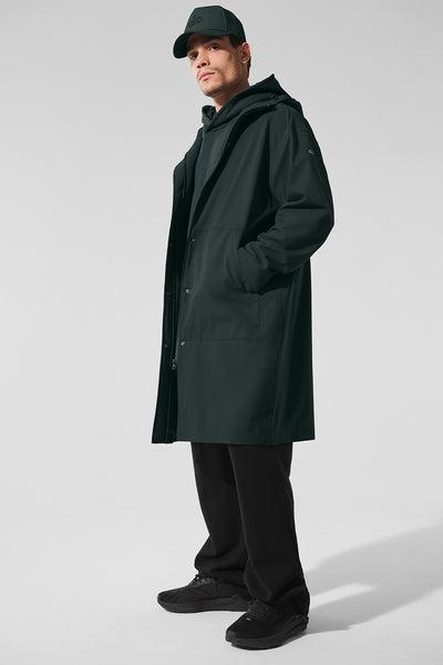 Rain Or Shine Long Coat - Charcoal Green Product Image