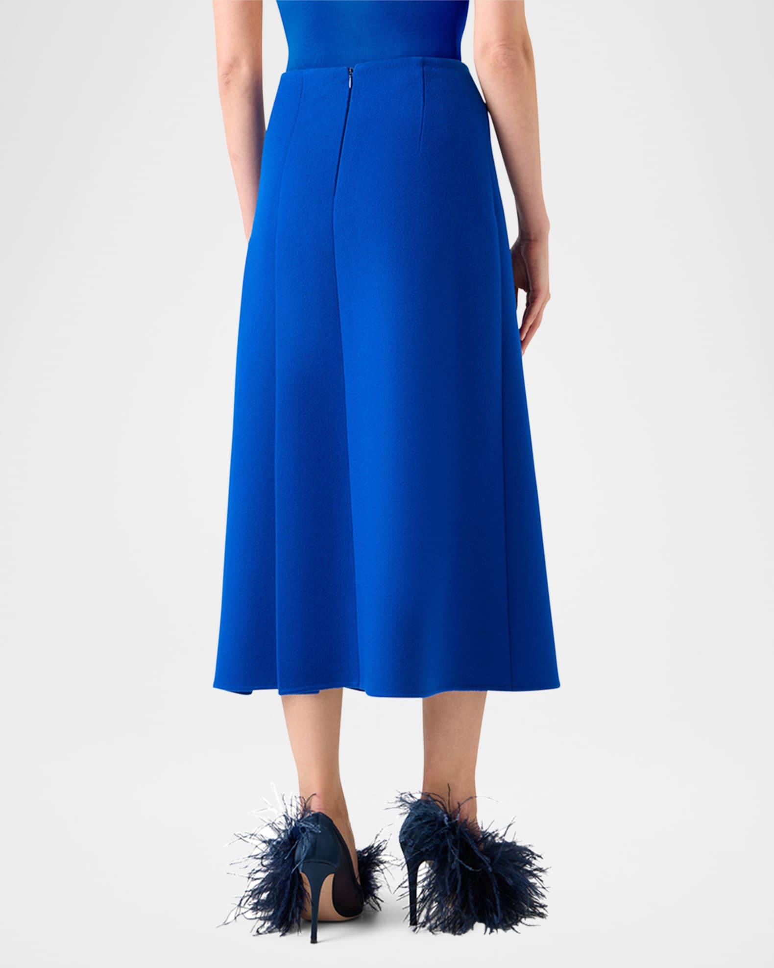 Pleated Wool Flannel Double-Face A-Line Midi Skirt Product Image