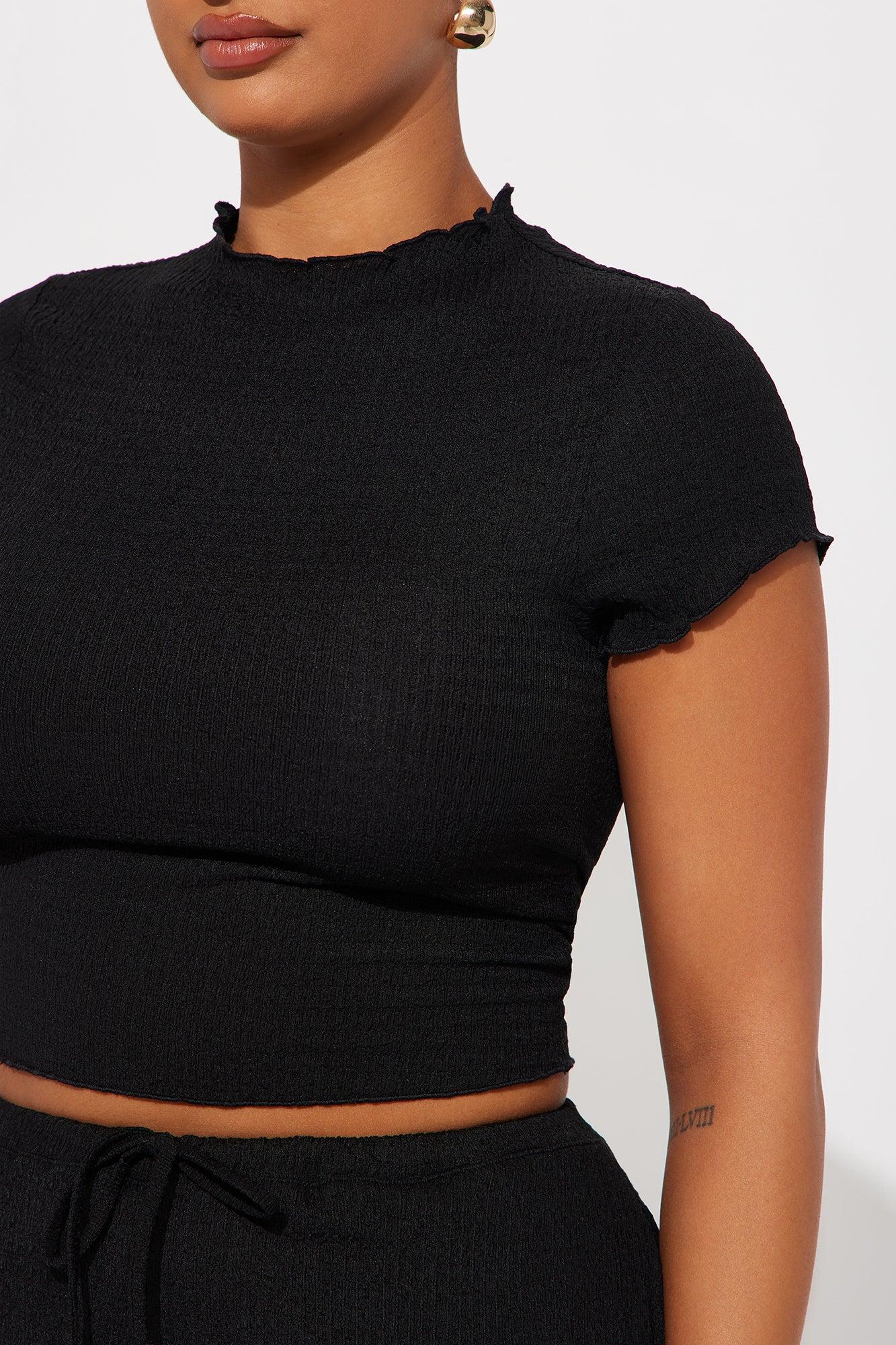 Life Is Good Textured Pant Set - Black Product Image