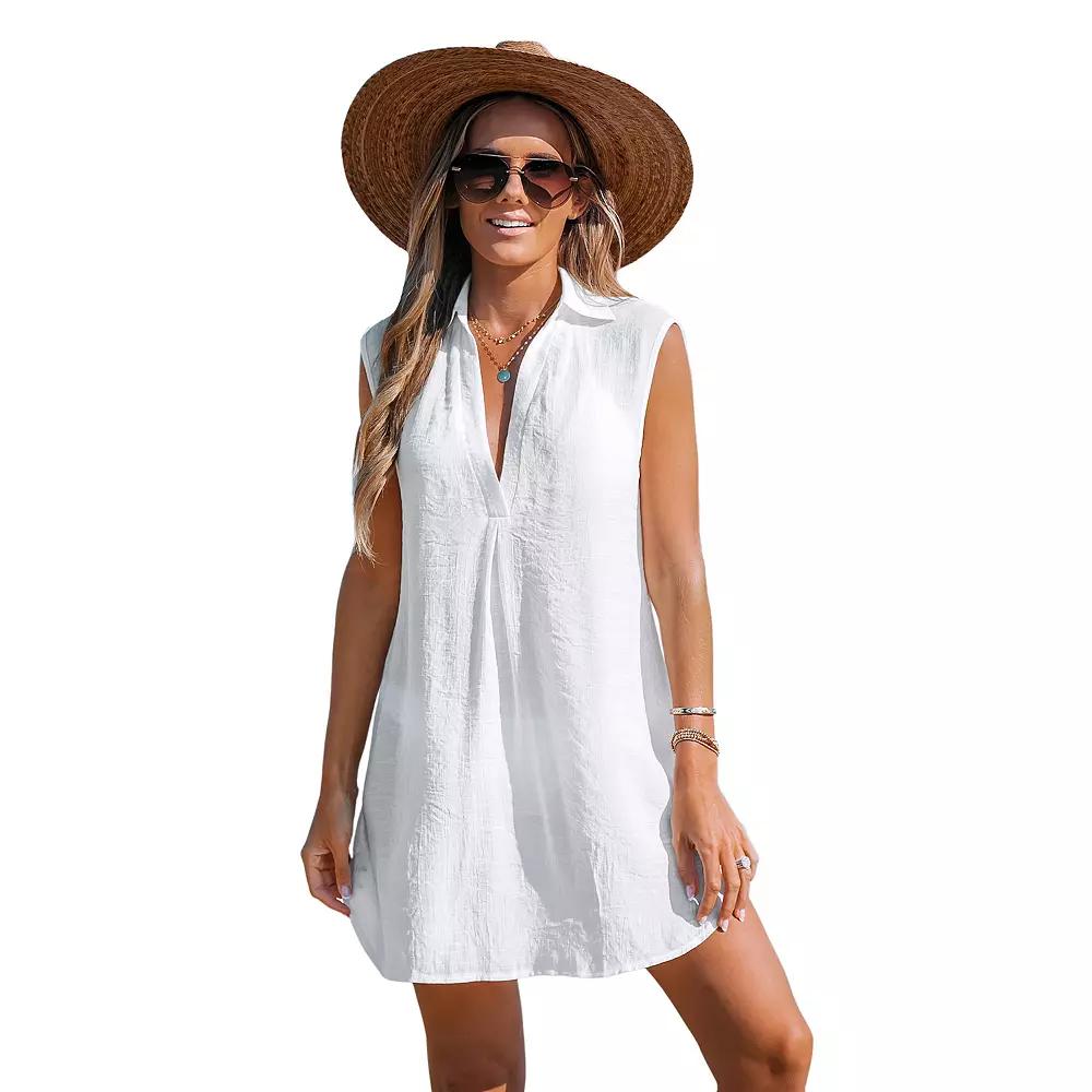 Women's Cupshe V-Neck Basic Collar Cover-Up Dress,  Product Image