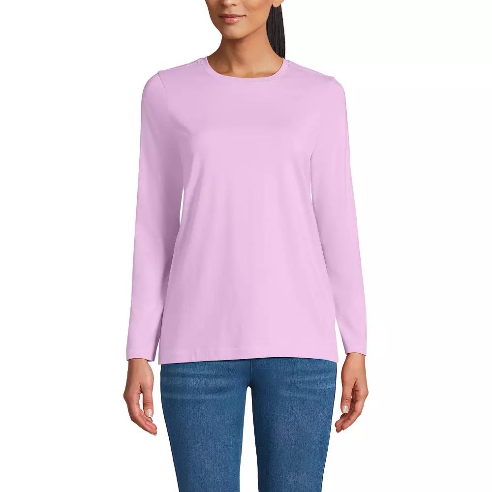 Petite Lands' End Relaxed-Fit Supima Long Sleeve Cotton Crewneck Tee, Women's,  Product Image