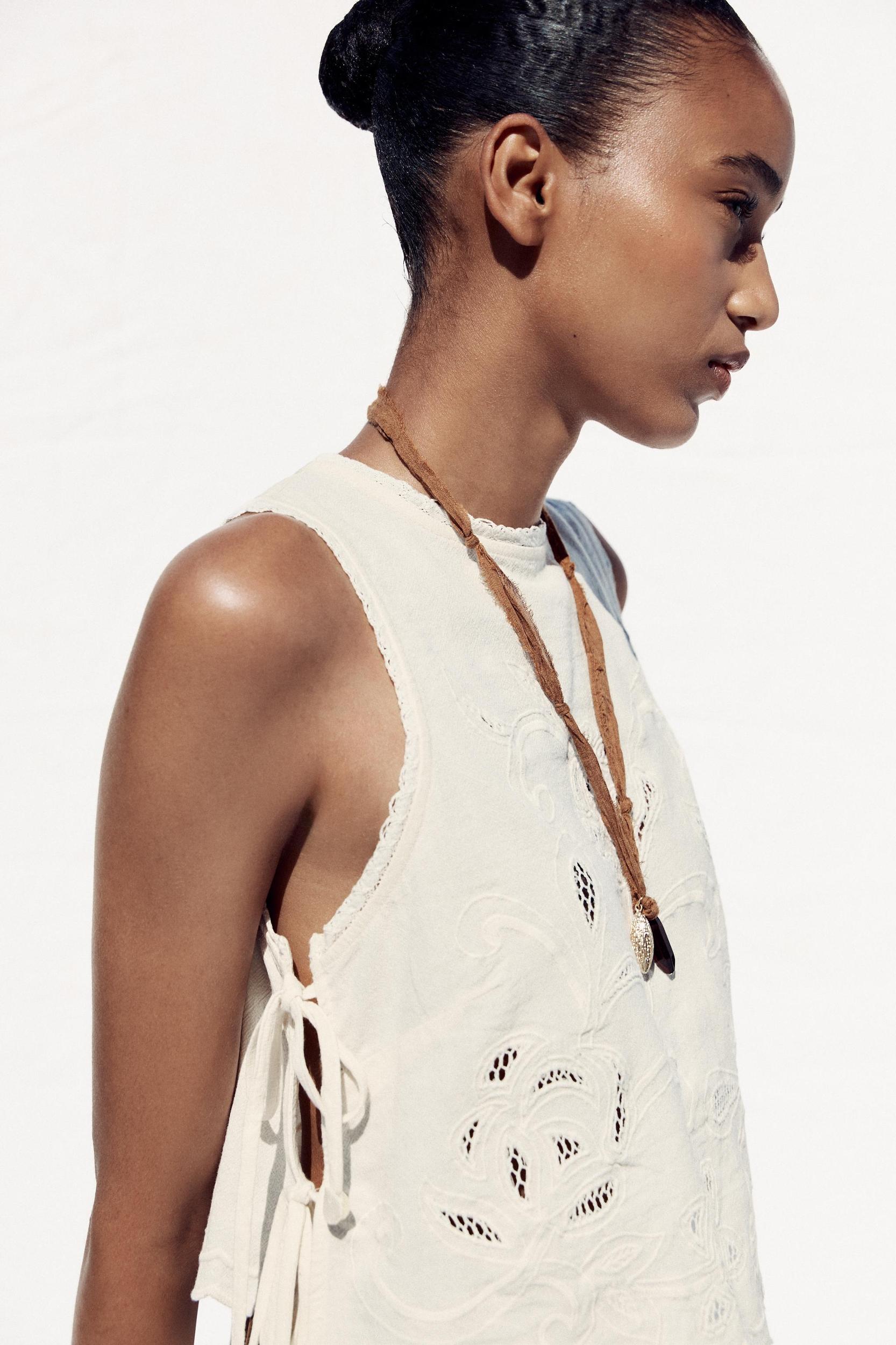 EMBROIDERED TIE TOP Product Image