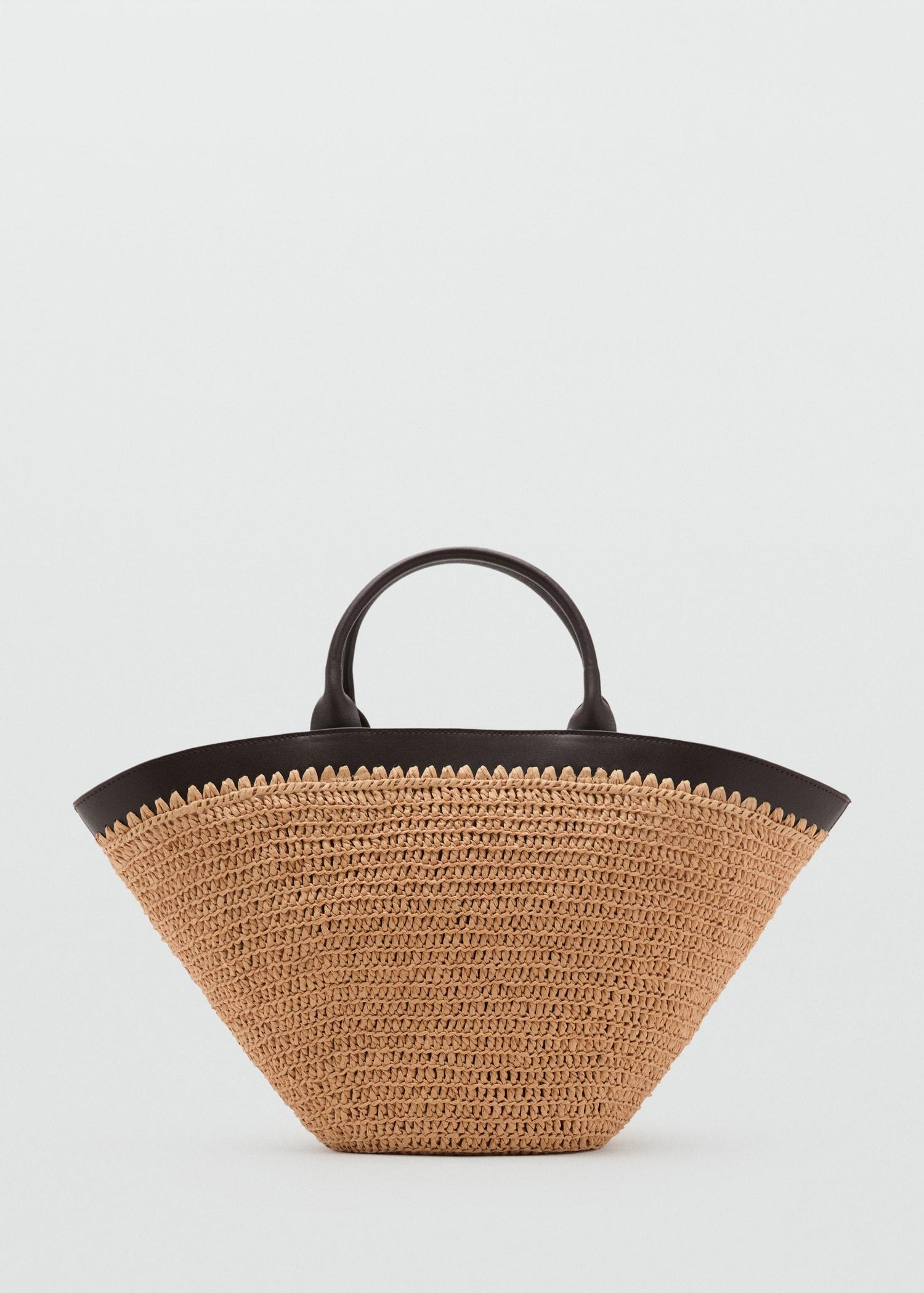 Large natural fiber bag with double handle - Women | MANGO USA Product Image