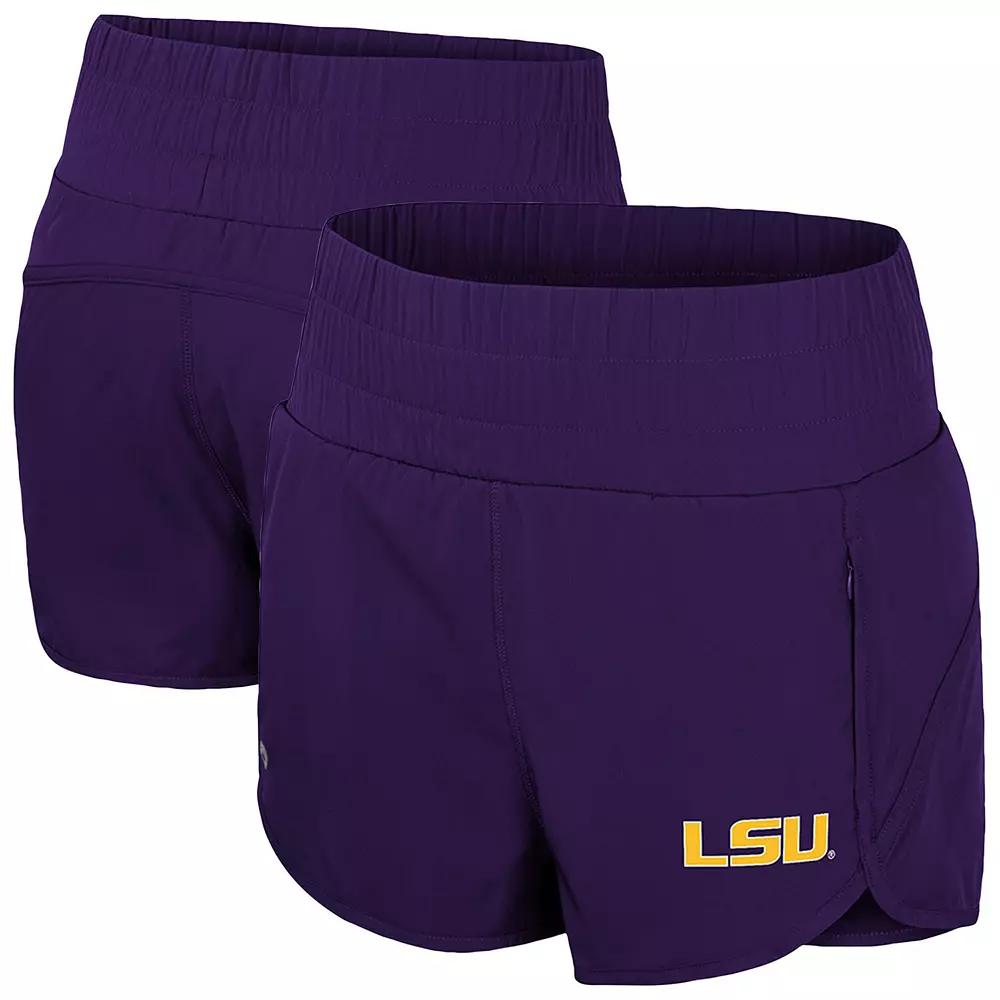 Women's Colosseum Purple LSU Tigers Stop By Smocked High Waist Shorts, Size: XL Product Image