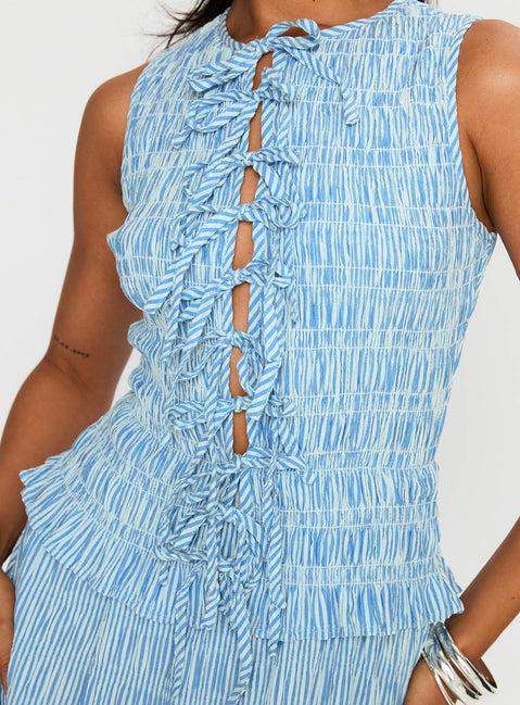 Songbird Shirred Maxi Dress Blue Product Image