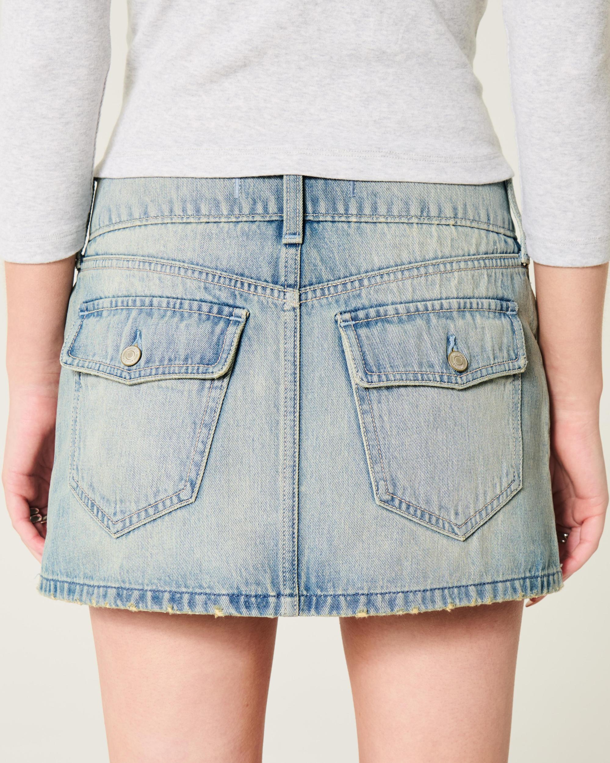 Low-Rise Y2K Chop Pocket Denim Mini Skort Product Image