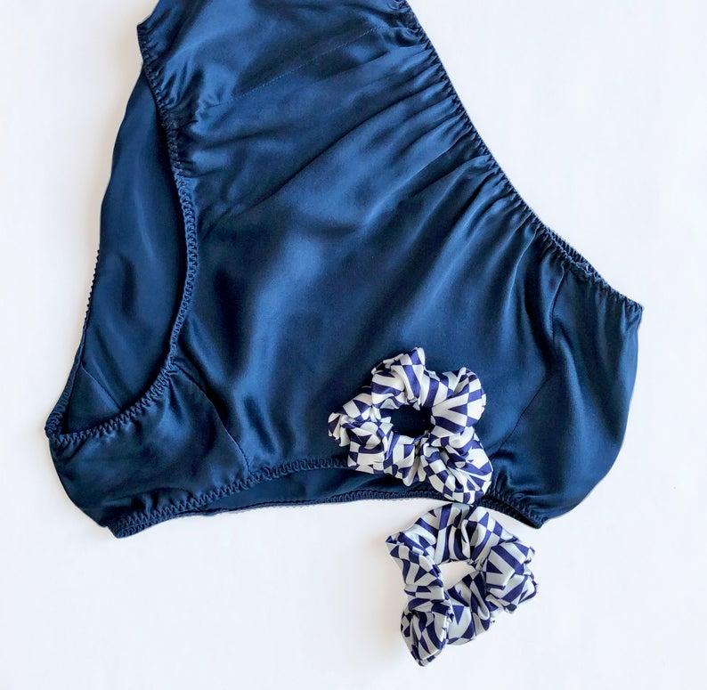 Black Pure Mulberry Silk Bikini Panties | Mid Waist | 22 Momme | Float Collection Product Image