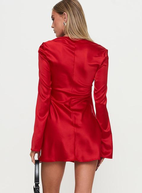Phillipa Long Sleeve Mini Dress Red Product Image