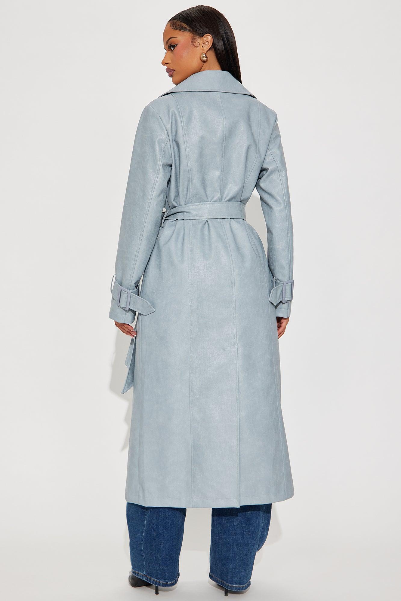 Holland Croc Embossed Trench Coat - Grey/Blue Female Product Image