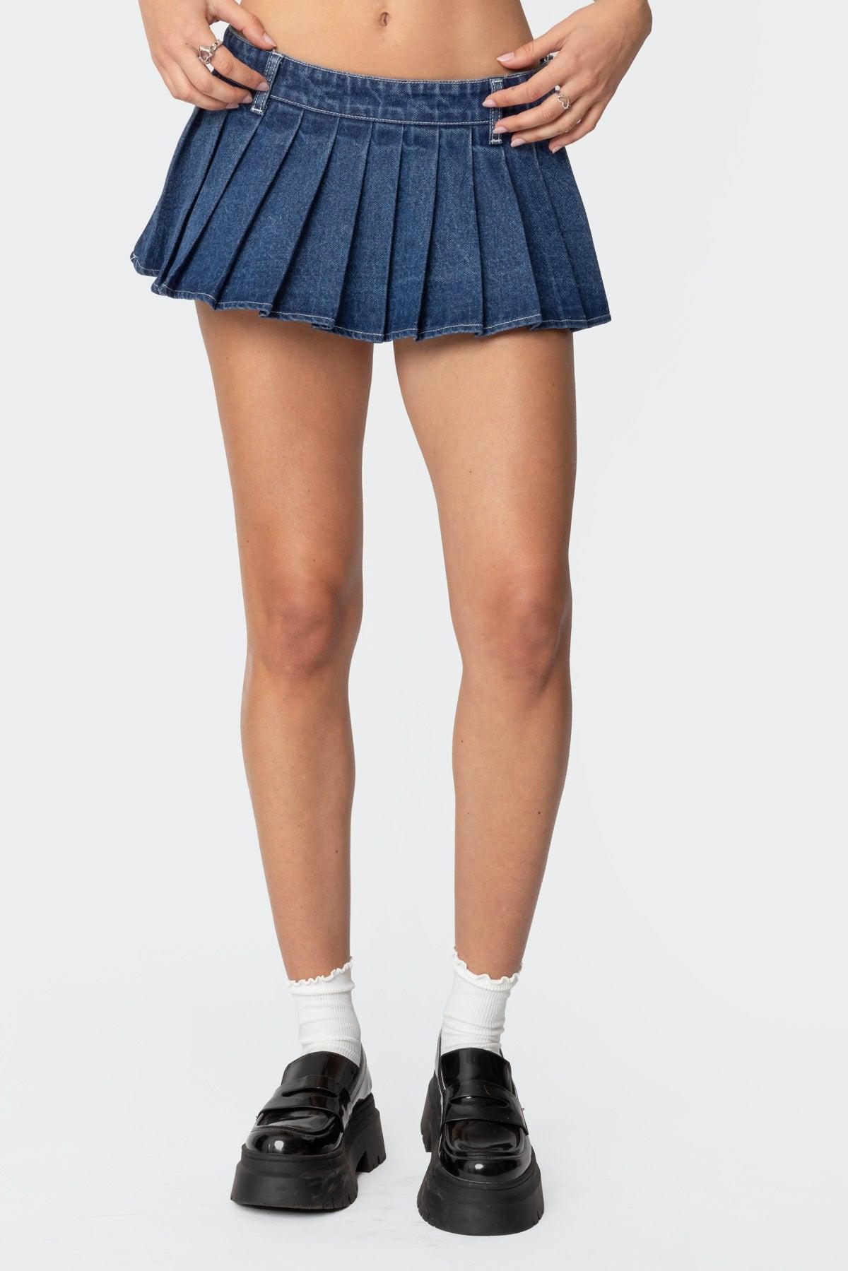 Zenia Denim Pleated Mini Skort Product Image