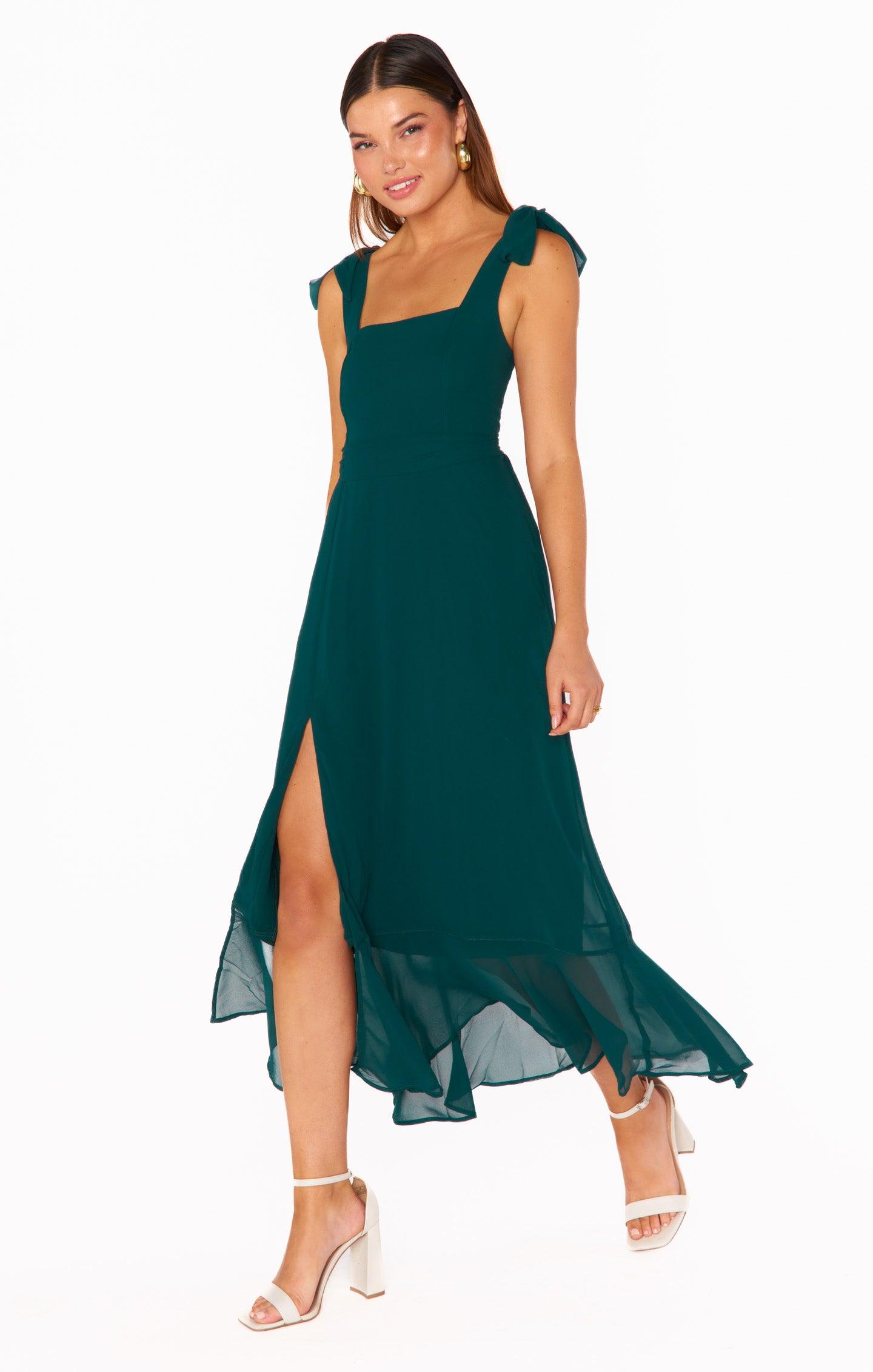 Claire Midi Dress ~ Emerald Chiffon Product Image