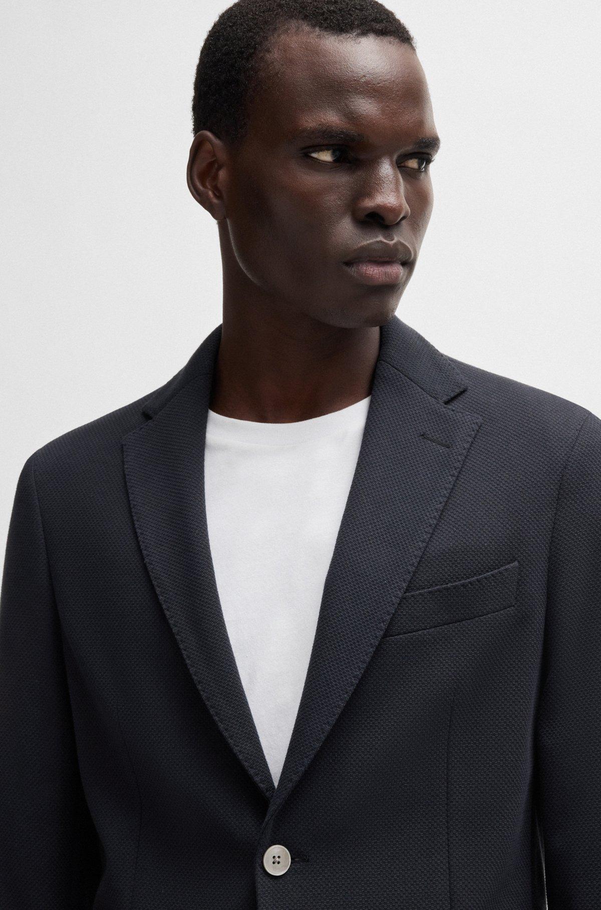Slim-fit blazer in micro-patterned cotton Product Image