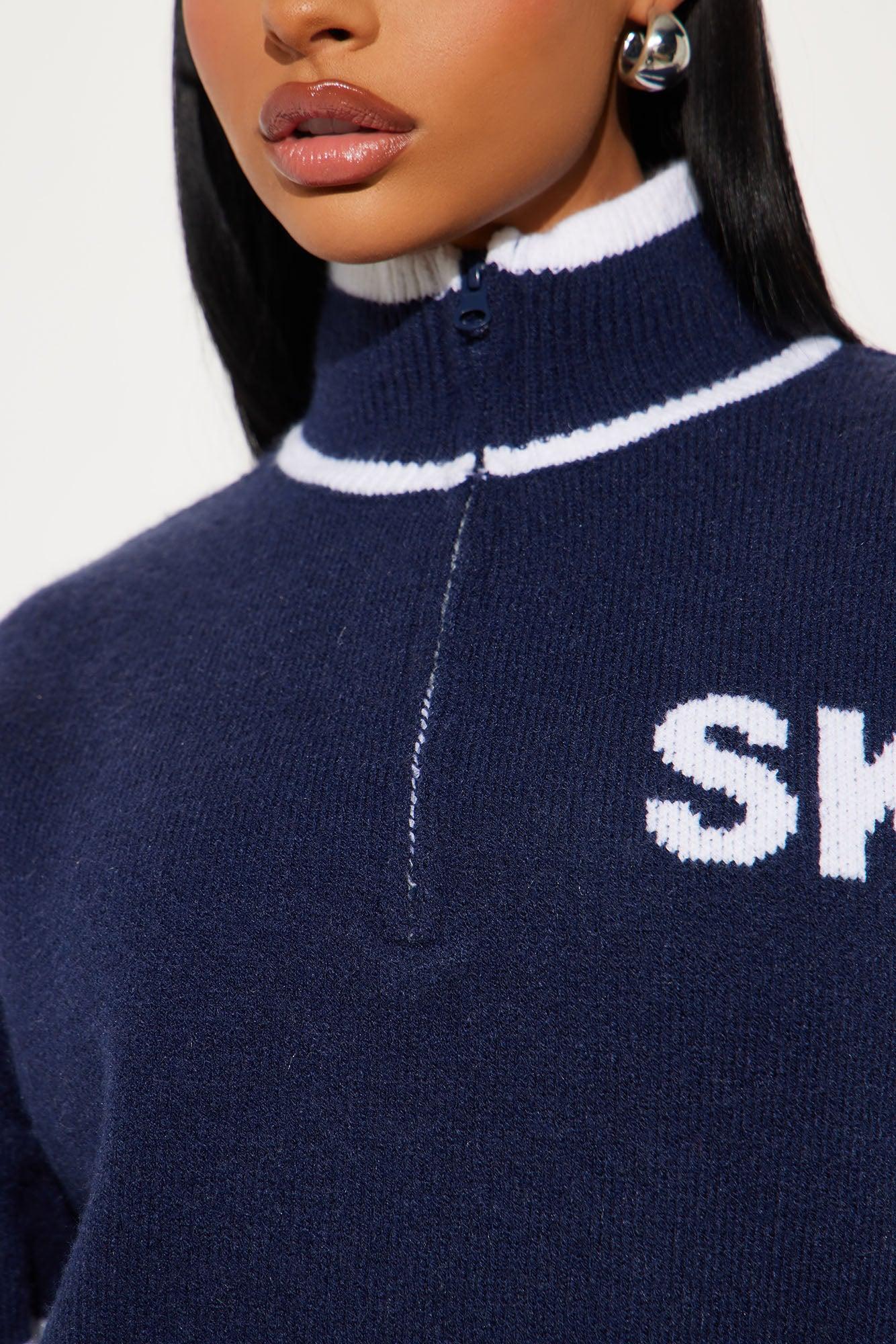 Ski Resort Quarter Zip Sweater - Navy Product Image
