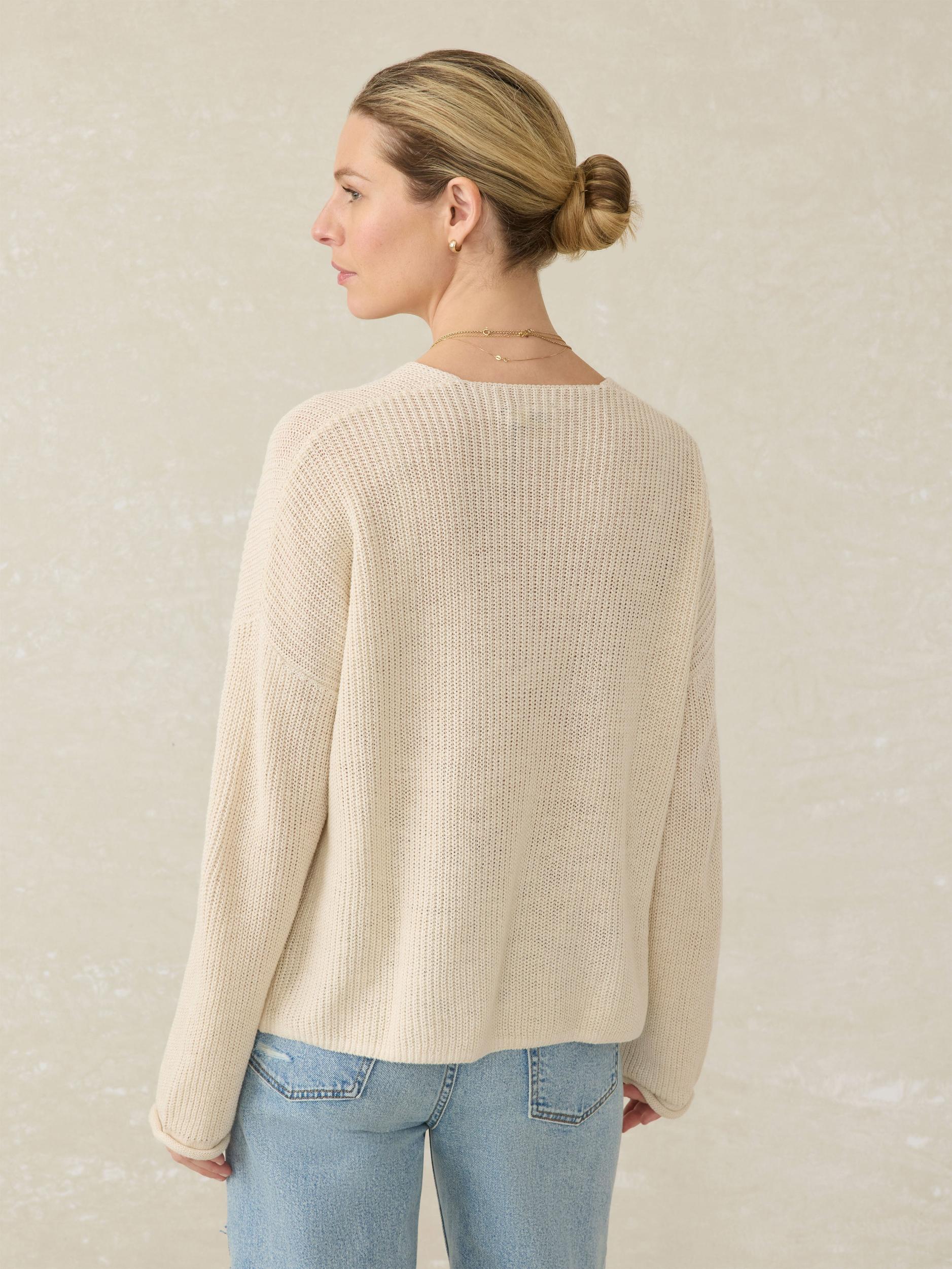 Miramar Linen V-Neck Sweater - Summer Sand Female Product Image