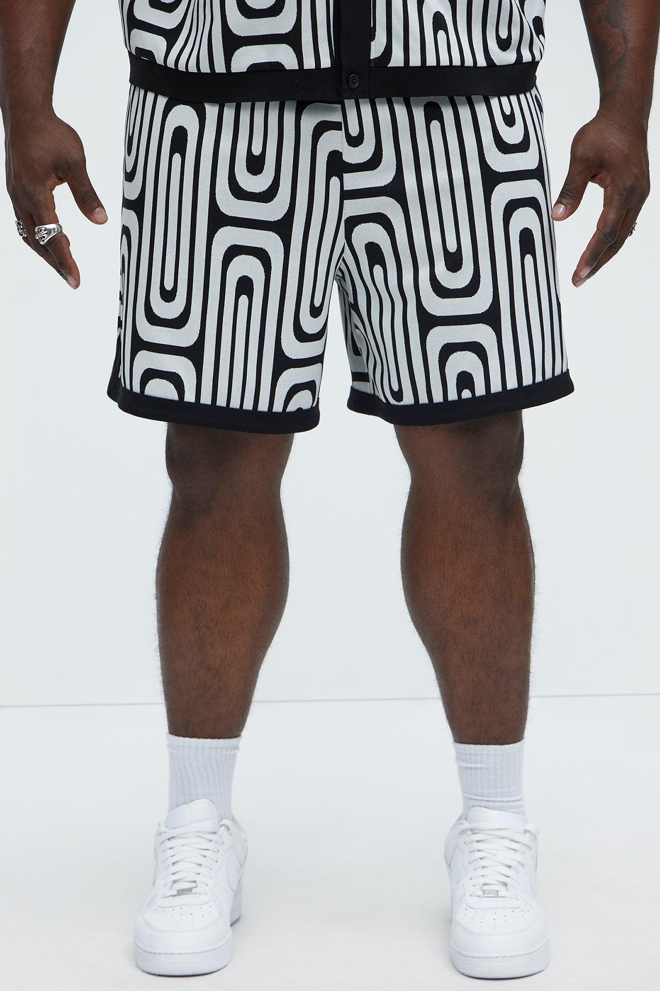 Jack Retro Pattern Warm Up Shorts - Black/combo Product Image