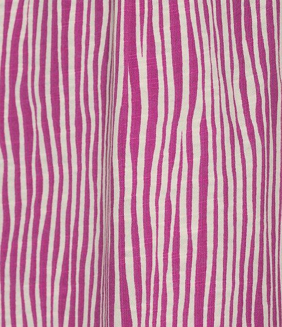 Westbound Stripe Print Rolled 3/4 Sleeve Faux Henley Top Product Image