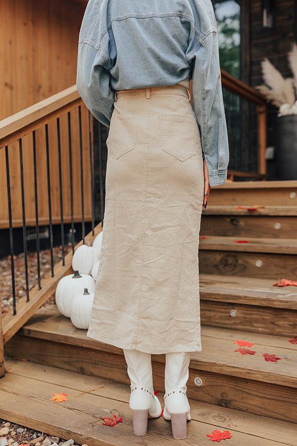 The Bristol High Waist Denim Skirt In Cream Product Image