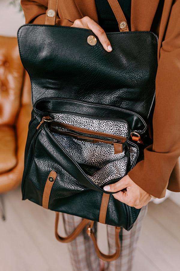 Punctual And Perfect Faux Leather Backpack In Black Product Image