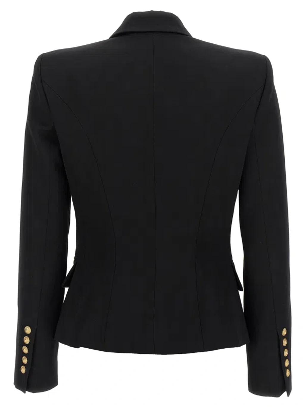 BALMAIN Double-breasted Grain De Poudre Wool Blazer In Multi Product Image